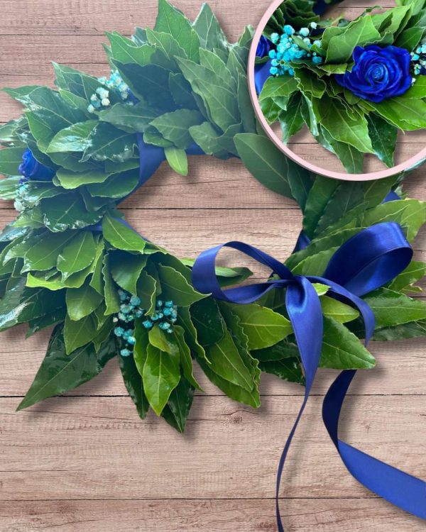 Corona di alloro laurea nastro blu