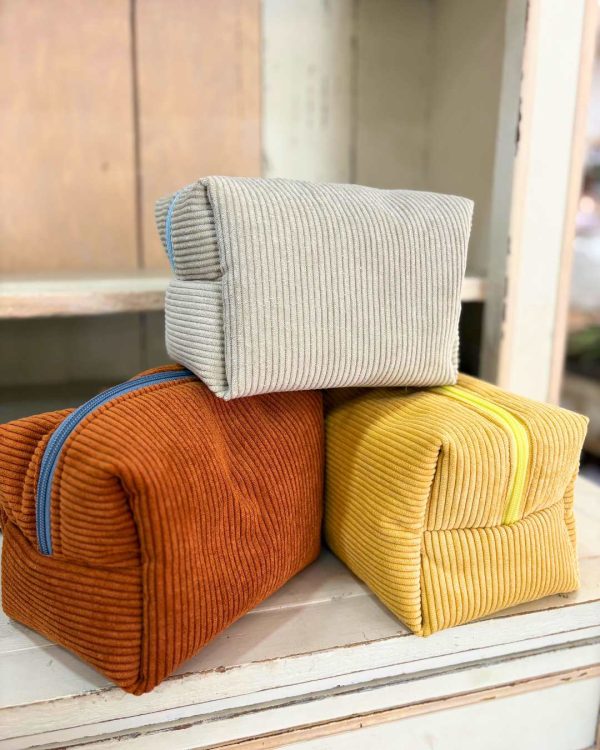 Trousse size grande - grigia, marrone e gialla