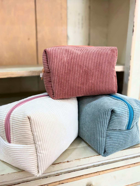 Trousse size grande - rosa, bianca e azzurra