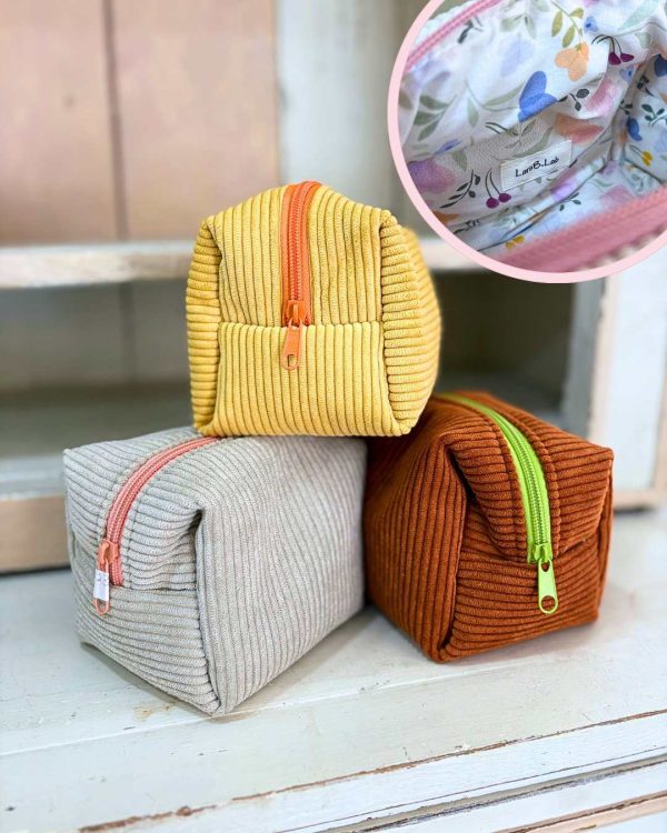 Trousse size piccola - grigia, marrone e gialla